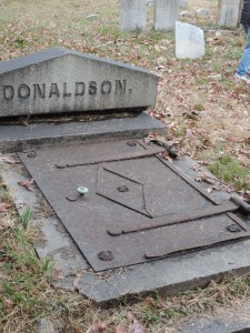 This grave has a door with a knob. Our guide said the doors often led to staircases taking you to underground vaults.